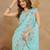 Turquoise Georgette Embroidery swarovski work Saree with Unstitched Blouse 