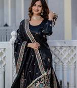 Women Gorgeous Gold Crush Fabric Straight Kurta, Sharara and Dupatta Set