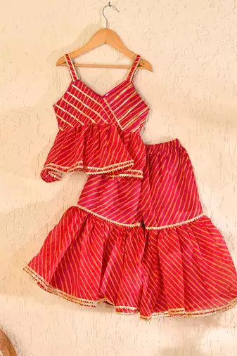 Kids red & yellow kurta sharara set
