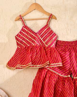 Kids red & yellow kurta sharara set 3