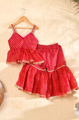 Kids red & yellow kurta sharara set