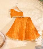 Mustard lehenga with off shoulder top