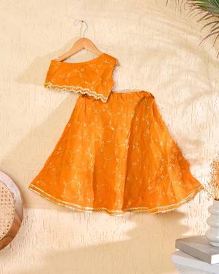 Mustard lehenga with off shoulder top 3
