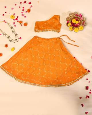 Mustard lehenga with off shoulder top 4