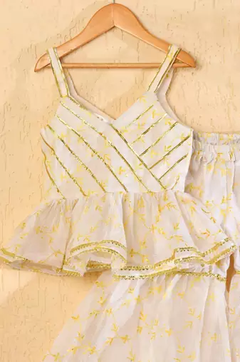White peplum sharara set