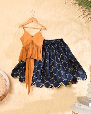 Blue lehenga top set 1