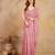 Light Pink Satin Embroidery swarovski work Saree with Unstitched Blouse 