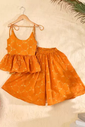 Mustard palazzo and top set