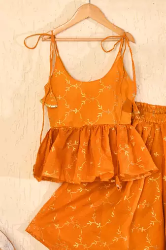 Mustard palazzo and top set