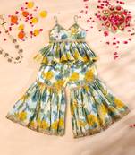 Multicolor block print sharara set