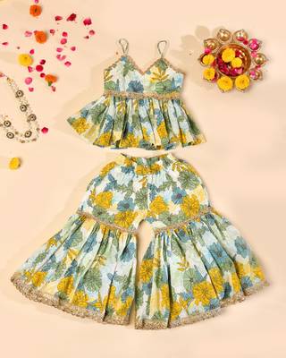 Multicolor block print sharara set 2