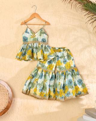 Multicolor block print sharara set 3