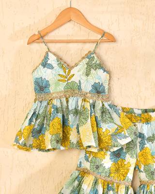 Multicolor block print sharara set 4