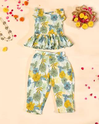Multicolor block print pant kurta set 1
