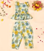 Multicolor block print pant kurta set