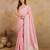 Pink Tussar Silk Embroidery swarovski work Saree with Unstitched Blouse 