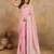Pink Tussar Silk Embroidery swarovski work Saree with Unstitched Blouse 