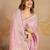 Pink Tussar Silk Embroidery swarovski work Saree with Unstitched Blouse 
