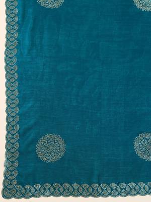 Morpeach Art Silk Embroidery swarovski work Saree with Unstitched Blouse  6