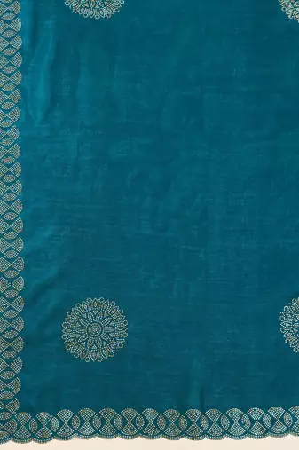 Trendmalls Morpeach Art Silk Embroidery swarovski work Saree with Unstitched Blouse 