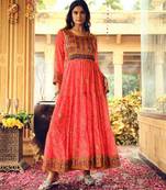 Women Gorgeous Bandhani Printed Faux Georgette Flared Gown