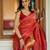 Mul cotton tissue red and gold striped saree - golden panel