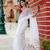 Mul cotton saree handwork mirrors - white boho