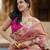 Crushed tissue saree with crossstitched embroidery – gulnar pink