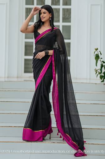 Mul cotton saree – kaali gulab mehfil
