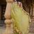 Crushed tissue saree with crossstitched embroidery – naazira green