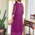 Wine georgette print with thread embroidery work kurta pant set