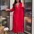 Red rayon heavy thread embroidery work kurta pant set