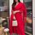 Red rayon heavy thread embroidery work kurta pant set