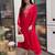 Red rayon heavy thread embroidery work kurta pant set