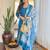 Blue roman silk heavy thread embroidery work with printed dupatta kurta pant set