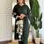Dark green pure viscose rayon printed kurta pant set