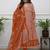 Orange cotton blend print with thread embroidery work kurta pant set