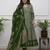 Green cotton blend print with thread embroidery work kurta pant set