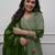 Green cotton blend print with thread embroidery work kurta pant set