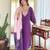 Purple chanderi silk heavy thread embroidery work with printed dupatta kurta pant set