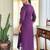 Purple chanderi silk heavy thread embroidery work with printed dupatta kurta pant set