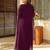 Wine south cotton plain kurta pant with printed dupatta kurta pant set