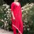Red rayon slub heavy thread embroidery work kurta pant set