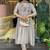 Grey chinon viscose heavy thread embroidery work kurta pant set
