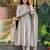 Grey chinon viscose heavy thread embroidery work kurta pant set