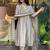 Grey chinon viscose heavy thread embroidery work kurta pant set