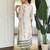 Off white viscose modal print with hand work kurta pant set