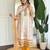 Off white viscose modal print with hand work kurta pant set