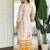 Off white viscose modal print with hand work kurta pant set