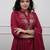 Maroon rayon heavy thread embroidery work kurta pant set